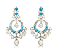 Amrapali earrings featuring pearls, turquoise and diamonds.@北坤人素材