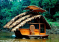 Completed in eight days by Catholic University of America students, the Floating Eco Lodge is an ironwood structure set atop a balsa raft. The thatch roof allows some natural light inside but blocks the most intense rays and heat. The pitched roof also cr