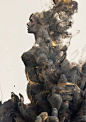 ghost in the machine - Double Exposured Faces Blended Into Plumes of Ink... : Double Exposured Faces Blended Into Plumes of Ink in Water by Chris Slabber