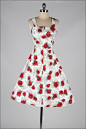 vintage 1950s dress . rose print cotton sun by millstreetvintage