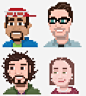 "8-Bit" XMG Portraits : "8-Bit" XMG Portraits. Pixel portraits I created of some of the key staff at XMG Studio. These were used for business cards as well as on the company's website.