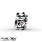 Pandora Charm Lucky Cat Red Enamel Sterling Silver - $35