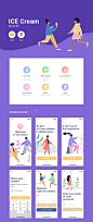 Ice Cream App on UI8 : Ice Cream App UI Kit is about things that make us happy with social media about photography, traveling and communication. 

High-quality pack based on a minimal design with illustrations includes 24 iOS screen templates designed for