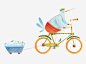 骑自行车送信的鸽子_新图网 https://ixintu.com 手绘插画 卡片封面 创意设计