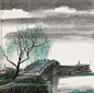 杨明义水墨江南山水画--水乡的桥