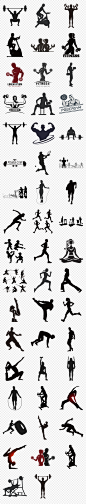 健身锻炼运动跑步人物剪影海报素材背景图片PNG