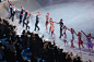 All Japan Figure Skaters salute to fans during the All Japan Medalist On Ice at Makomanai Sekisui Heim Ice Arena on December 24 2012 in Sapporo Japan