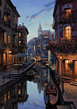 Eugene Lushpin城市风景插画