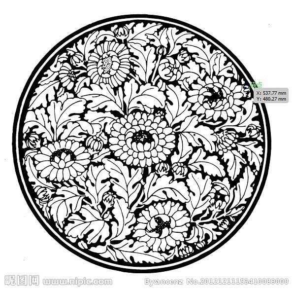 圆形图案 花卉系列 吉祥纹样 菊花