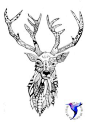 Zentangle Stag Head Screen-Print