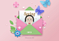 韩式春天气息卡通海报PSD模板Korean spring posters PSD template#tiw036a39420