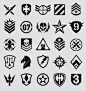 Military icons symbol set on gray vector: 