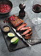 Strip steak with cowberry sauce