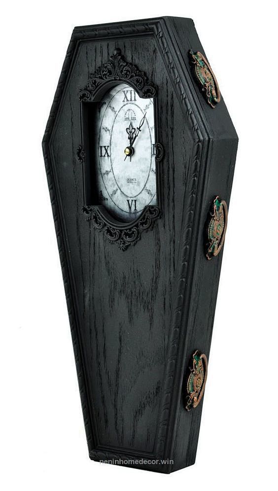 黑色维多利亚女王时代哥特式棺材壁钟万圣节...