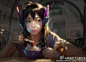 #守望先锋同人# #dva# 嗯，悄悄咪咪的把这图画了，修改了下唇色什么的小细节，虽然还有很多瑕疵，不过图力所限，就先到此为止啦。~~感谢给我灵感的啊夏童鞋，感谢我的赞助商海天酱油（大误）。以及@画画的那个白鹿 鹿大，我设计画得慢真的不是因为摸鱼……