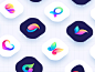 Gradient Icon Design（Singapopre） coloful praise maps graphic art illistration dashboad plant logo logo design process fish android ios ui app web design hiwow icons