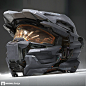 Halo Spartan Helmet, Mike Hill : A technical concept for a "clamshell" style Spartan helmet that opens and closes around a head.