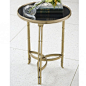 THE WELL APPOINTED HOUSE - Luxury Home Decor- Double Bamboo Leg Accent Table in Brass with Black Granite Top : This unique accent table features a double bamboo leg design in brass with a black granite top. It measures 20.5