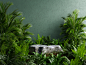 3D立体大自然绿色森林风电商产品展台背景