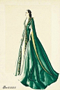 1939年《乱世佳人》的服装设计手绘图，图…