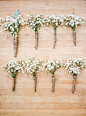 babys breath wrapped in twine as groom and groomsmen boutonnieres #babysbreath #rustic #boutonnieres http://www.weddingchicks.com/2014/01/21/vintage-southern-wedding/