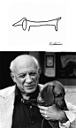 Pablo Picasso.  ( photo of Picasso & Lump, his dog).1881 - 1973 (aged 91)).  Spanish painter, drawer, sculptor, printmaker, ceramisist. NeoClassicism, Cubism.  50,000 pieces of artwork.