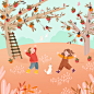 爬树摘柿子 温馨家庭 亲子时光 人物插图插画设计PSD ti332a4602
