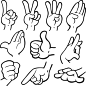 手绘手势设计矢量素材，素材格式：EPS，素材关键词：手势,手指,手型,手语