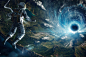 The Verge : Inspired by the book "Rendezvous with Rama" of Arthur C. Clarke, our computer generated astronaut meets the world's ending in a highly detailed vortex. By seamlessly matte painting over 100 aerial pictures of giant proportions, our a