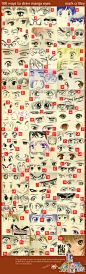 来自漫画家Mark Crilley的100种眼睛画法，推荐给爱画画的人(原图尺寸：440x1401px)