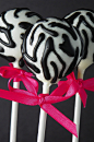 Zebra Cake Pops with Pink Bows