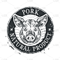 猪矢量 logo 设计模板。猪肉或肉的图标