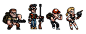 Early concept sprites for Mercenary Kings by Stephane Boutin