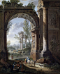 Giacomo van Lint: A Capriccio View of the Arch of Titus, 1750.