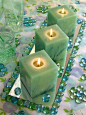 Green & Blue Candle Centerpiece