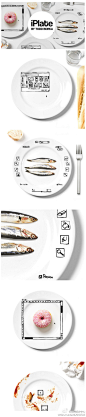 iPlate —— 像用photoshop一样绘制生活细节。编辑你今天的食物，改变盘中鱼的颜色和多纳圈的尺寸。来自设计师Todd Borka创作了一系列让拥有职业病的设计师会心一笑的盘子，小心吃得太多，热量太高，要不停CTRL+Z还原刚刚吃下的热量哦。| http://t.cn/S7xQrx