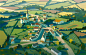 Colin bigelow folio illustration landscape map village fields national lottery team gb welsh town