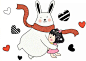 小女孩与兔子的甜蜜手绘插画