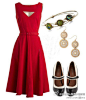 #礼服搭配#红色小礼服 http://t.cn/zYJjj7N ，优雅、时尚，搭配黑白拼接鞋，是不是有种复古的气息呢？
