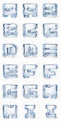 3D冰莹剔透冰块字母字体