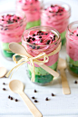 Watermelon Cake Picnic Dessert in a jar