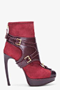 ALEXANDER MCQUEEN Oxblood Leather Buckle Boots #boots #heels #shoes #mcqueen