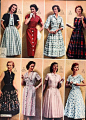 20世纪50年代 女性流行服装春夏款的复古画报 : 　　 　　 　　 　　 　　 　　 　　 　　 　　 　　(ฅ•ω•ฅ) 　　微信公众号：HUAGOGH