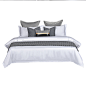 灰色极简样板间床品10件套纯棉家具展厅展示软装搭配床单-淘宝网