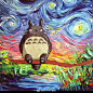 油画作品
梵高的迷妹，由梵高的《Starry Night》新创造的作品，超级美。
作者| twitter：ajaart
#油画##手绘是一种信仰##木木画画#