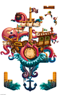 Top That! Pirate Clock : Work I did back in August/September 2013, for a UK company called Top That! Publishing. It's a pirate clock for children's bedroom. :) This piece was huge, around 25 inches height. It had several pieces that you put together so it