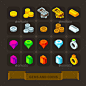 Fantasy Game Icons Set: Gems And Coins.