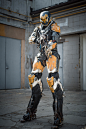 Ranger Javelin Exosuit | Anthem [Bioware, EA], Jordan Duncan : Anthem's Ranger Javelin Exosuit, built for BioWare for live events & promotional use. Working from provided assets, our team at Henchmen Studios did all further digital and traditional fab