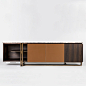 Apotema modern cupboard with leather panels - DIOTTI.COM