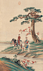 郎世宁——《松下双骏》双骑 人物场景立轴欣赏  |  
清|郎世宁(1688.7-1766.7)，意大利人，原名朱塞佩·伽斯底里奥内，生于意大利米兰，清康熙帝五十四年(1715)作为天主教耶稣会的修道士来中国传教，随即入宫入如意馆，为清代宫廷十大画家之一，历经康、雍、乾三朝，极大影响了康熙后的清代宫廷绘画和审美趣味。 